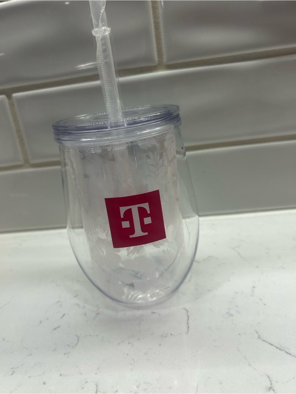 T-Mobile Pink Logo Insulated Stemless Tumbler with Straw